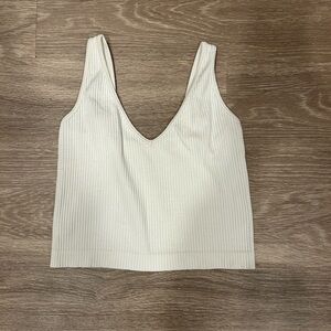 Women's Ribbed White Tank Top